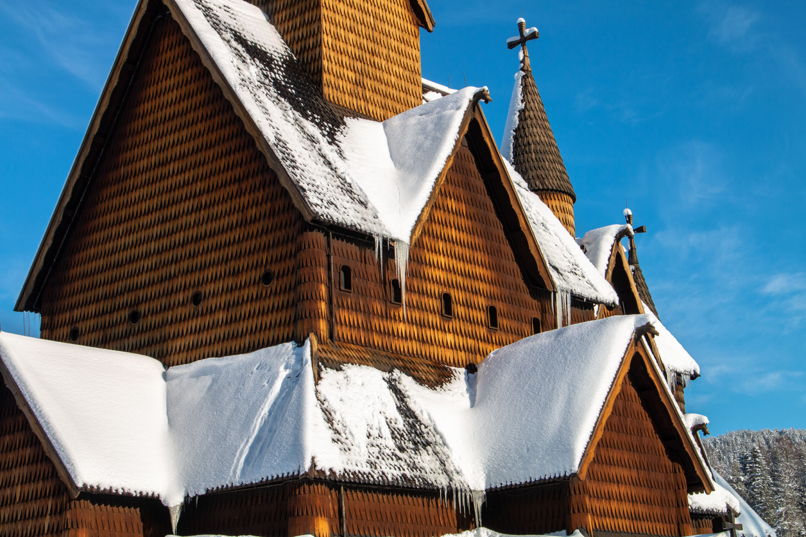 Detailaufnahme der Stabkirche Heddal