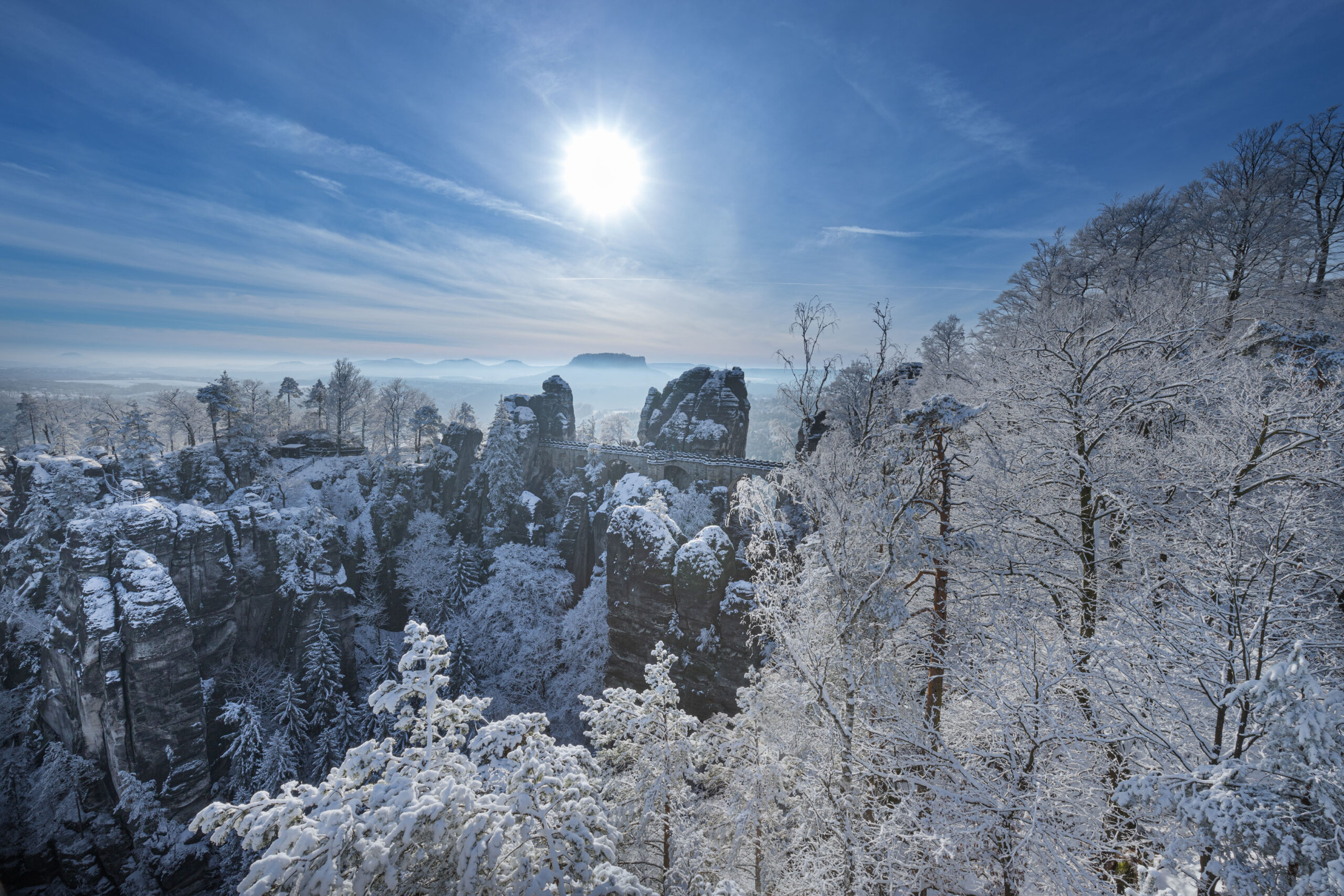 Die Basteibrücke im Winter